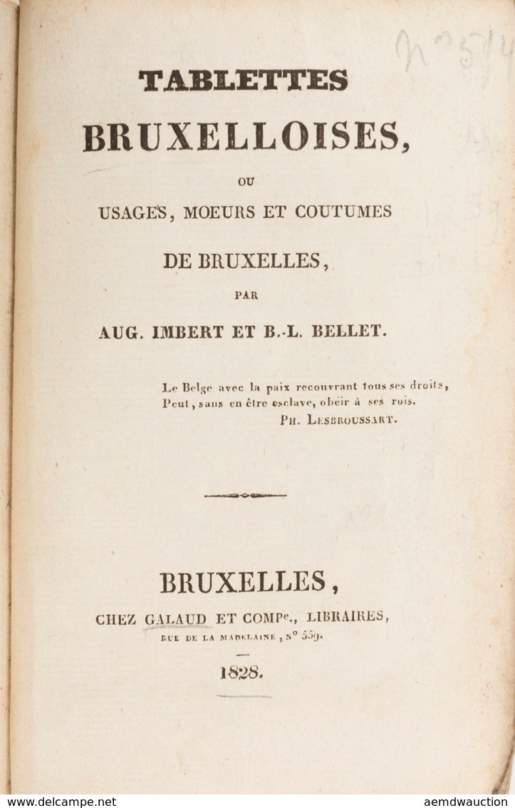 [BRUXELLES] Auguste IMBERT ET BENJAMIN LOUIS BELLET - T - Non Classés