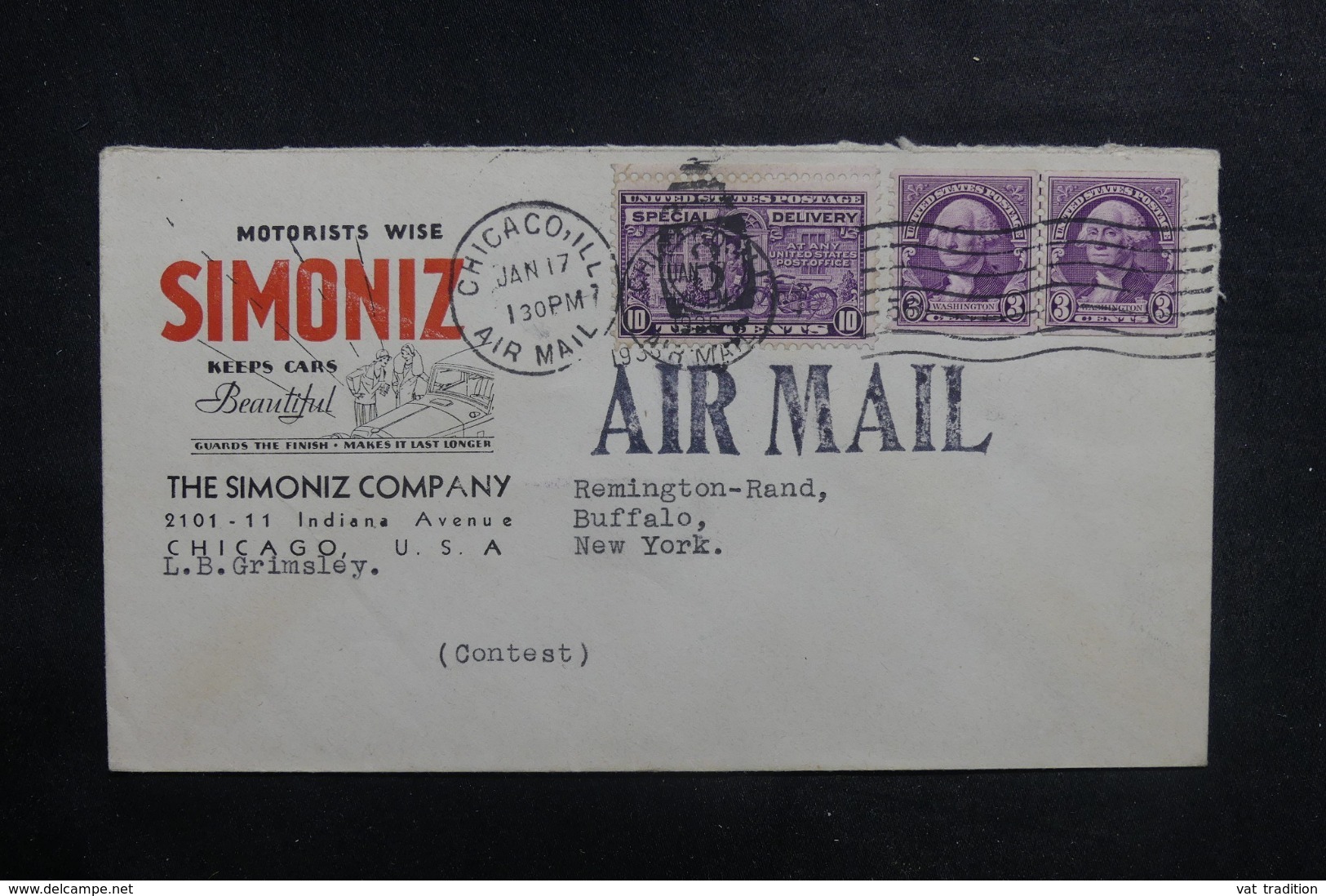 ETATS UNIS - Enveloppe Commerciale De Chicago Pour Buffalo En 1936 Par Avion, Affranchissement Plaisant - L 41827 - Postal History