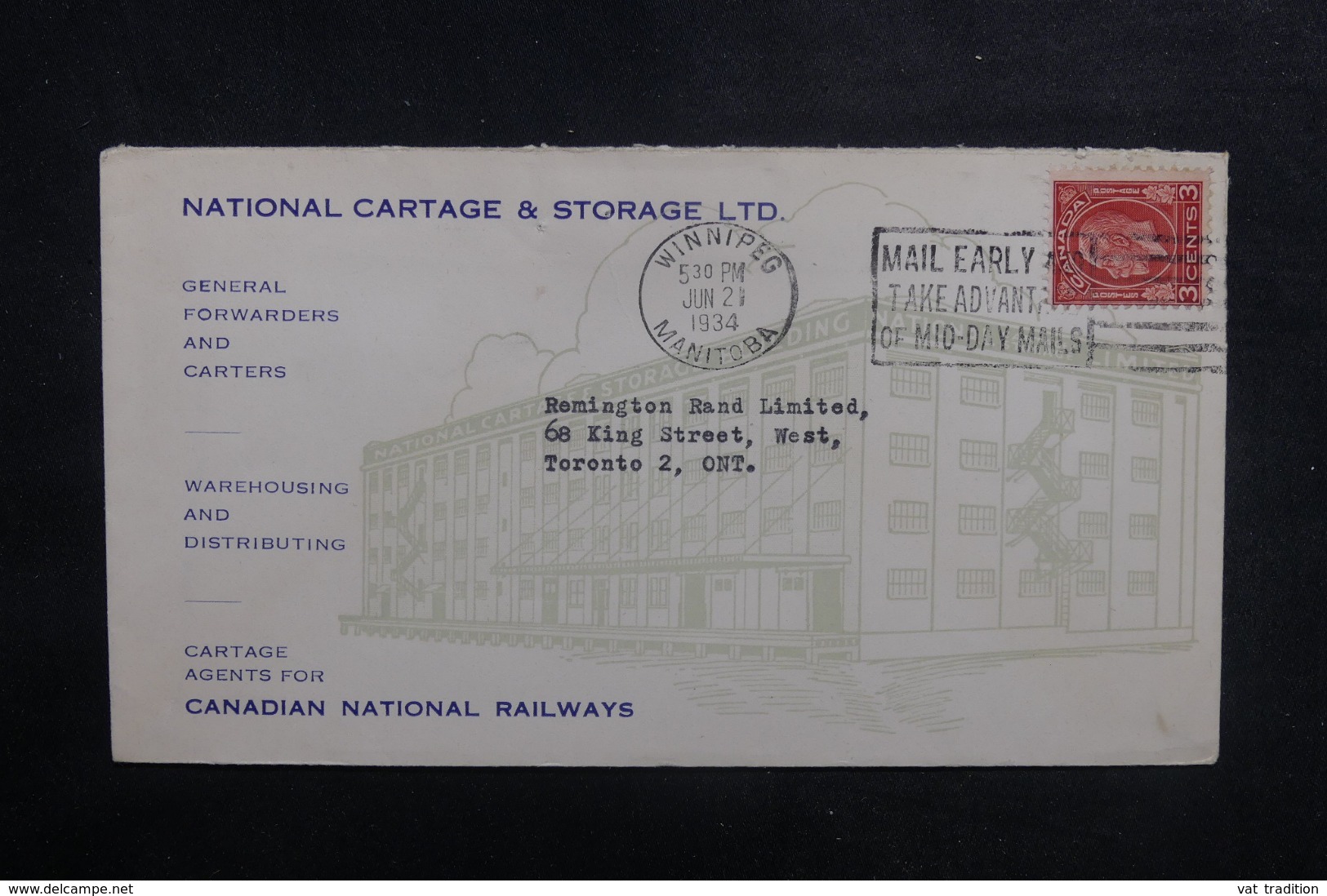 CANADA - Enveloppe Commerciale De Winnipeg Pour Toronto En 1934, Affranchissement Plaisant - L 41828 - Cartas & Documentos