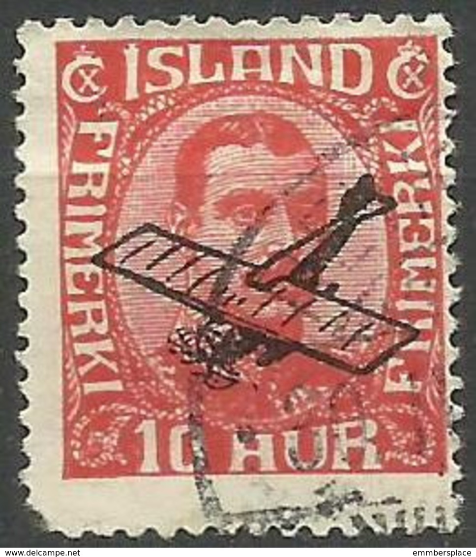 Iceland - 1928 Airplane Overprint 10c Red Used  Sc C1 - Poste Aérienne