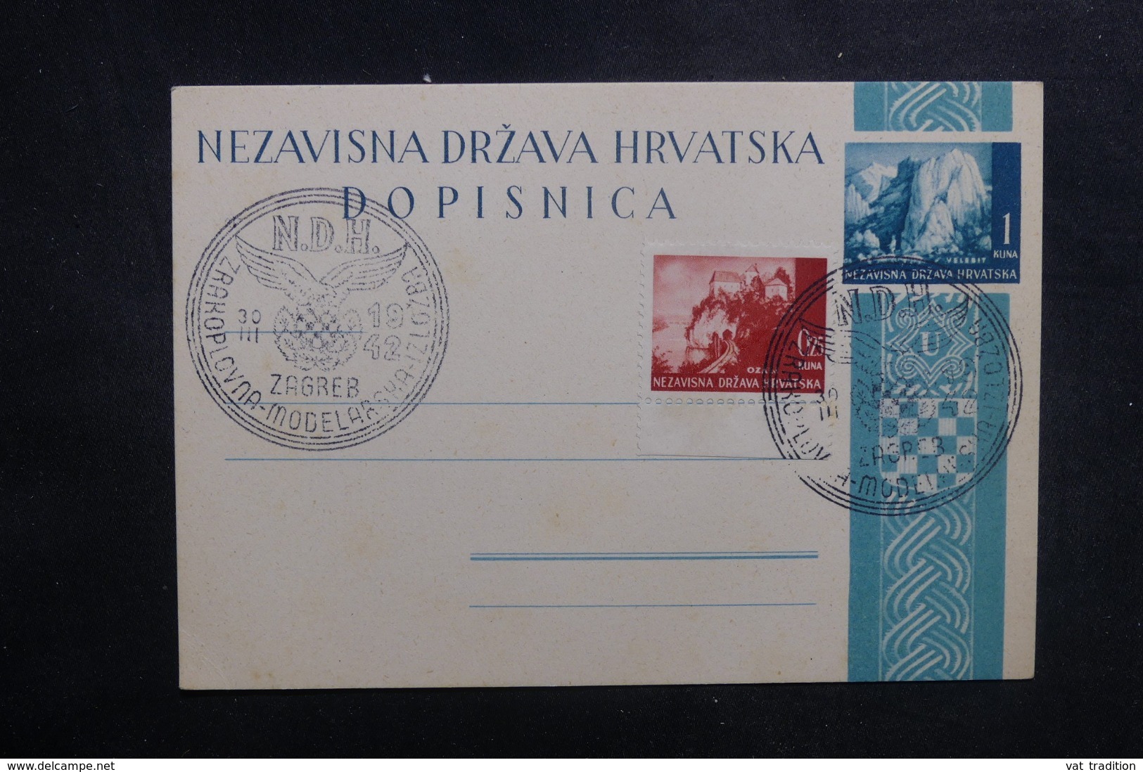 CROATIE - Entier Postal + Complément De Zageb En 1942, Oblitération Temporaire Plaisante - L 41831 - Kroatië