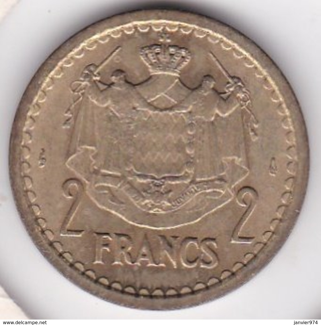 MONACO. 2 FRANCS Sans Date (1943). LOUIS II . BRONZE-ALUMINIUM - 1922-1949 Louis II