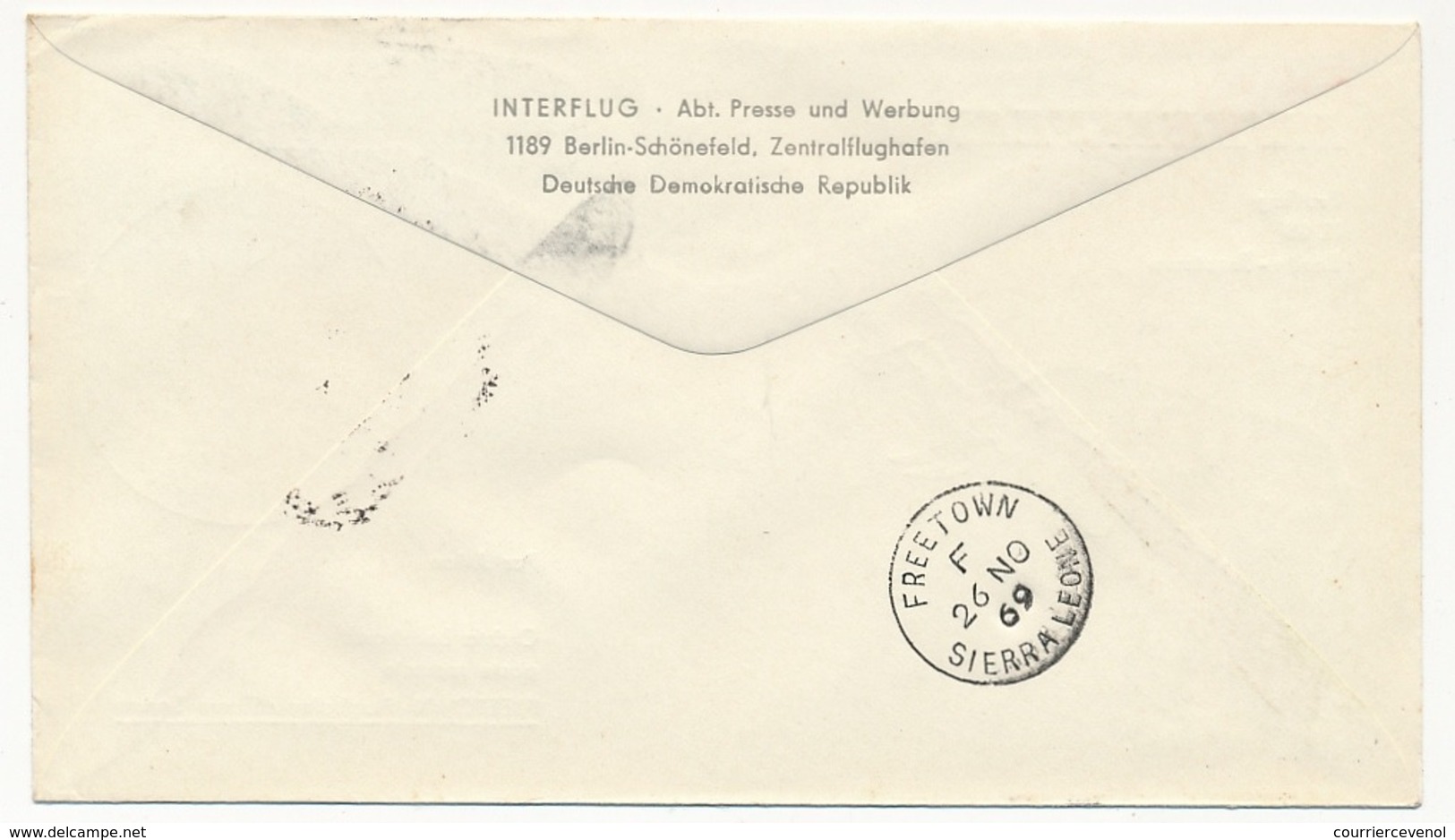 ALLEMAGNE DDR - Premier Vol Interflug IL18 - BERLIN => FREETOWN 26/11/1969 - Lettres & Documents