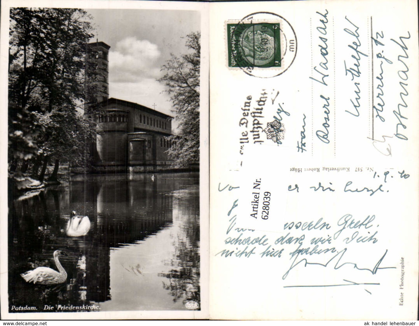 628039,Foto Ak Potsdam Die Friedenskirche Kirche Schwan Schw&auml;ne Kirche - Sonstige & Ohne Zuordnung