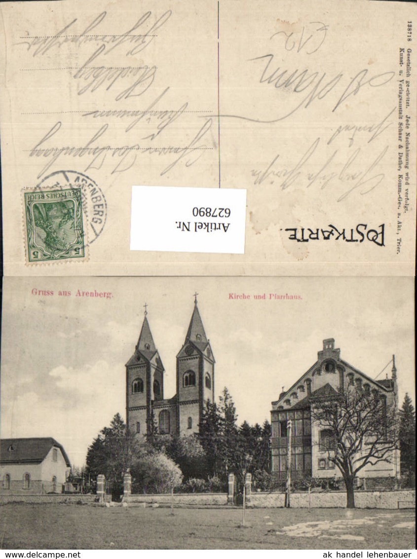 627890,Litho Koblenz-Arenberg Arenberg Kirche U. Pfarrhaus - Sonstige & Ohne Zuordnung