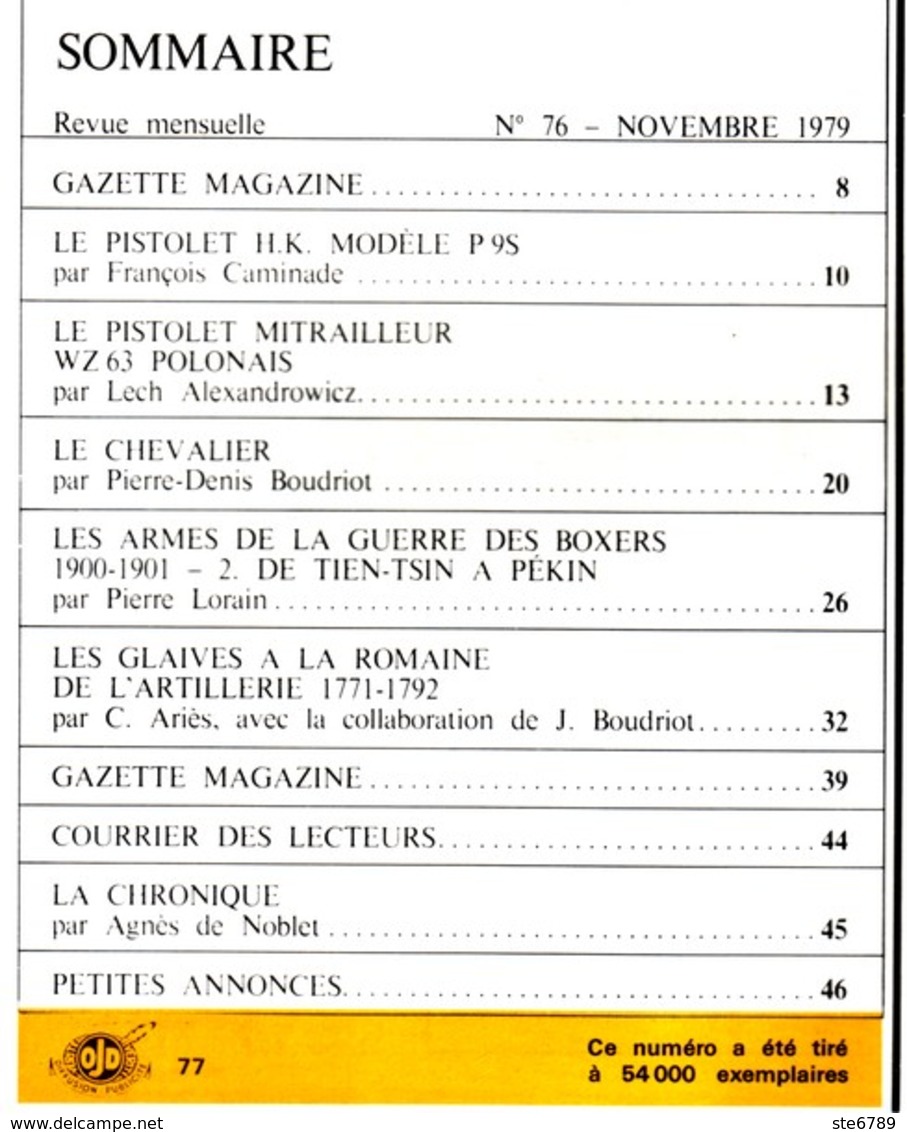 GAZETTE DES ARMES N° 76 Militaria Pistolet Polonais WZ63 , HK Modèle P95 , Armes Boxers Tien Tsin à Pékin - Français