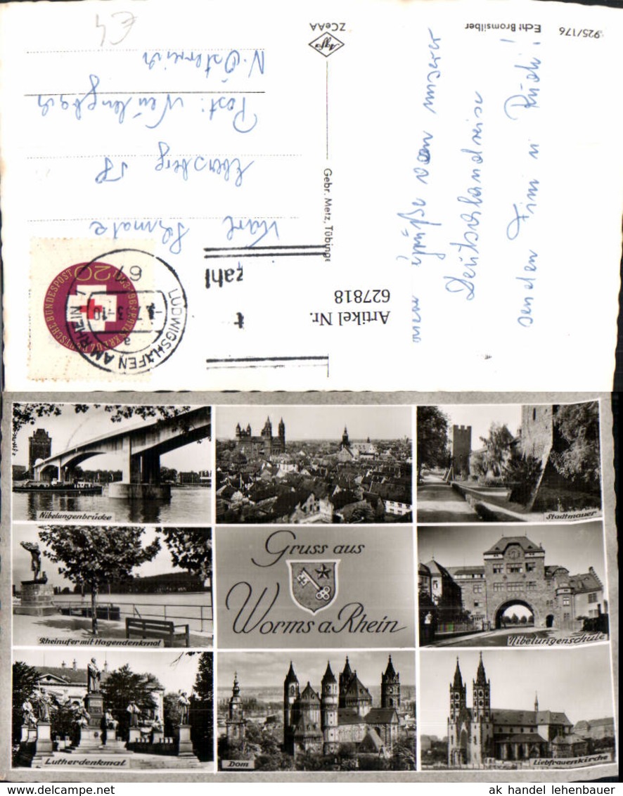 627818,Mehrbild Ak Worms A. Rhein Nibelungenbr&uuml;cke Stadtmauer Dom - Sonstige & Ohne Zuordnung