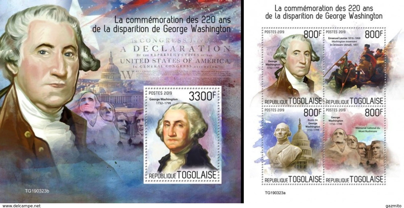 Togo 2019, President George Washington, 4val In BF +BF - George Washington