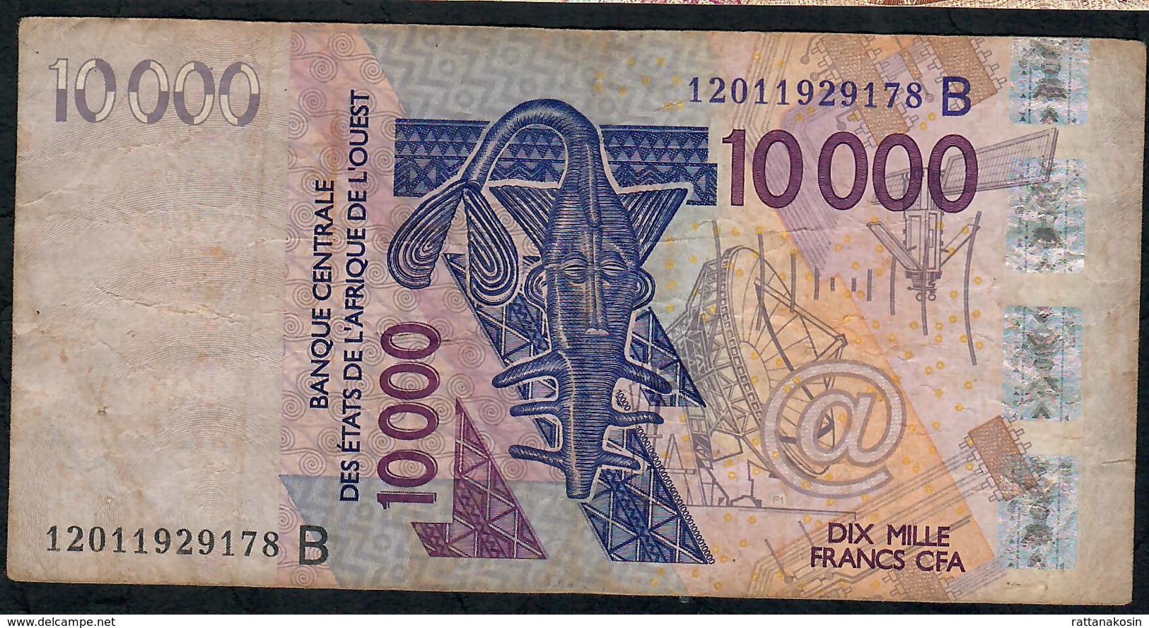 W.A.S. BENIN P218Bl 10000 Or 10.000 FRANCS (20)12  VF NO P.h. - Benin