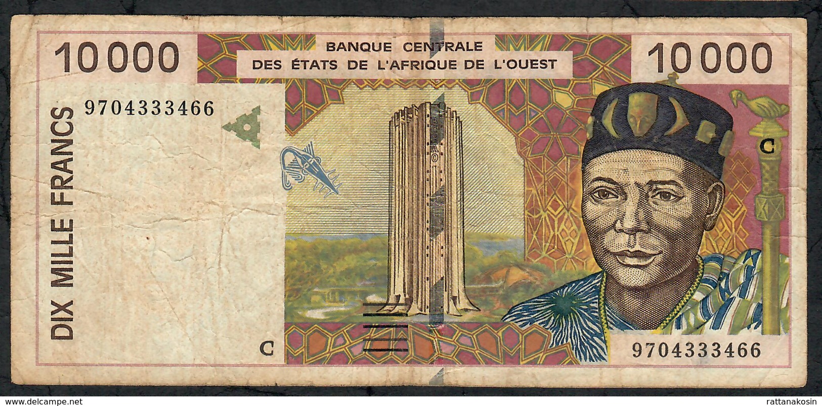 W.A.S. BURKINA FASO  P314Ce 10000 Or 10.000 FRANCS (19)97 1997  VF Only 2 P.h. - West-Afrikaanse Staten