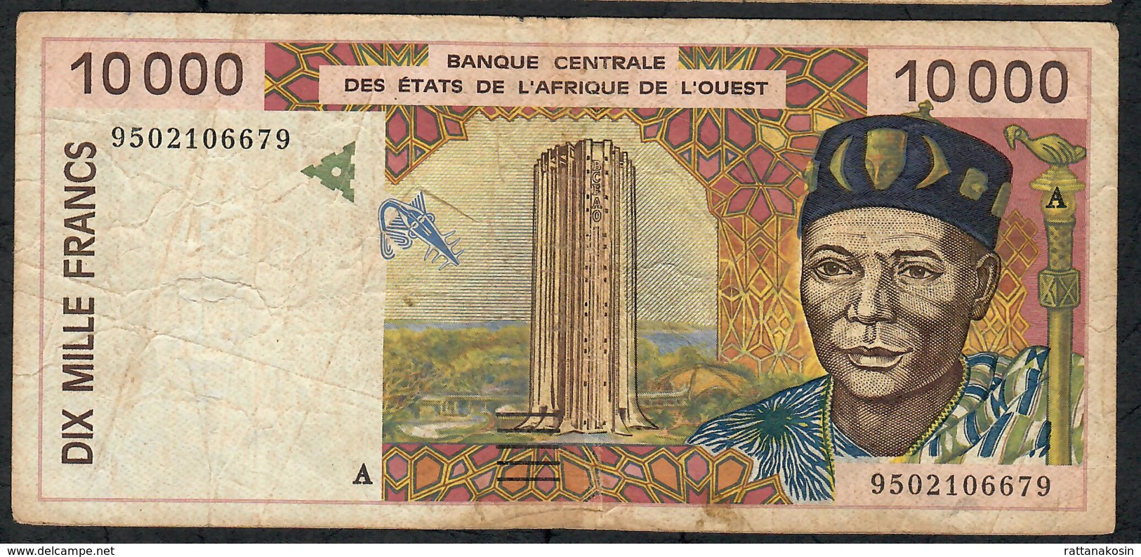 W.A.S. IVORY COAST   P114Ac 10000 Or 10.000 FRANCS (19)95 1995  VF NO P.h. - États D'Afrique De L'Ouest