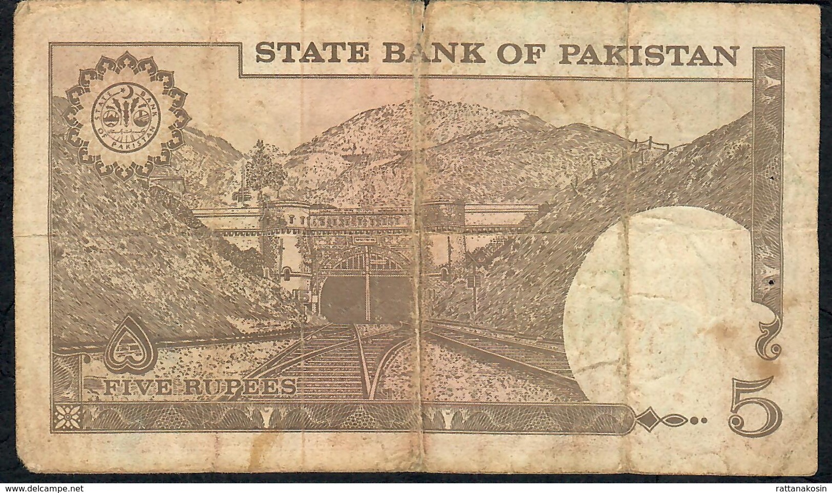 PAKISTAN P28b 5 RUPEE 1973  #JR  Signature 9 FINE - Pakistan