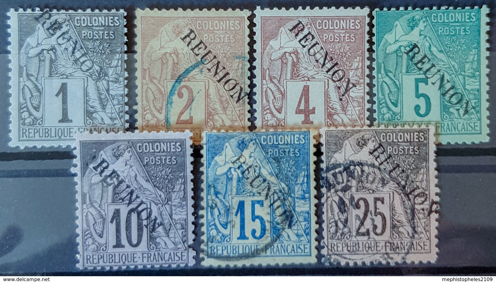 RÉUNION - Canceled - YT 17, 18, 19, 20, 21, 22, 24 - 1c 2c 4 5 C 10c 15c 25c - Used Stamps