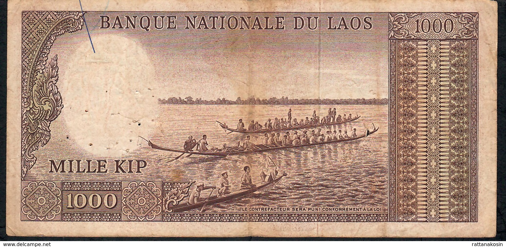 LAOS P14a 1000 KIP 1963 Signature 5  FINE - Laos