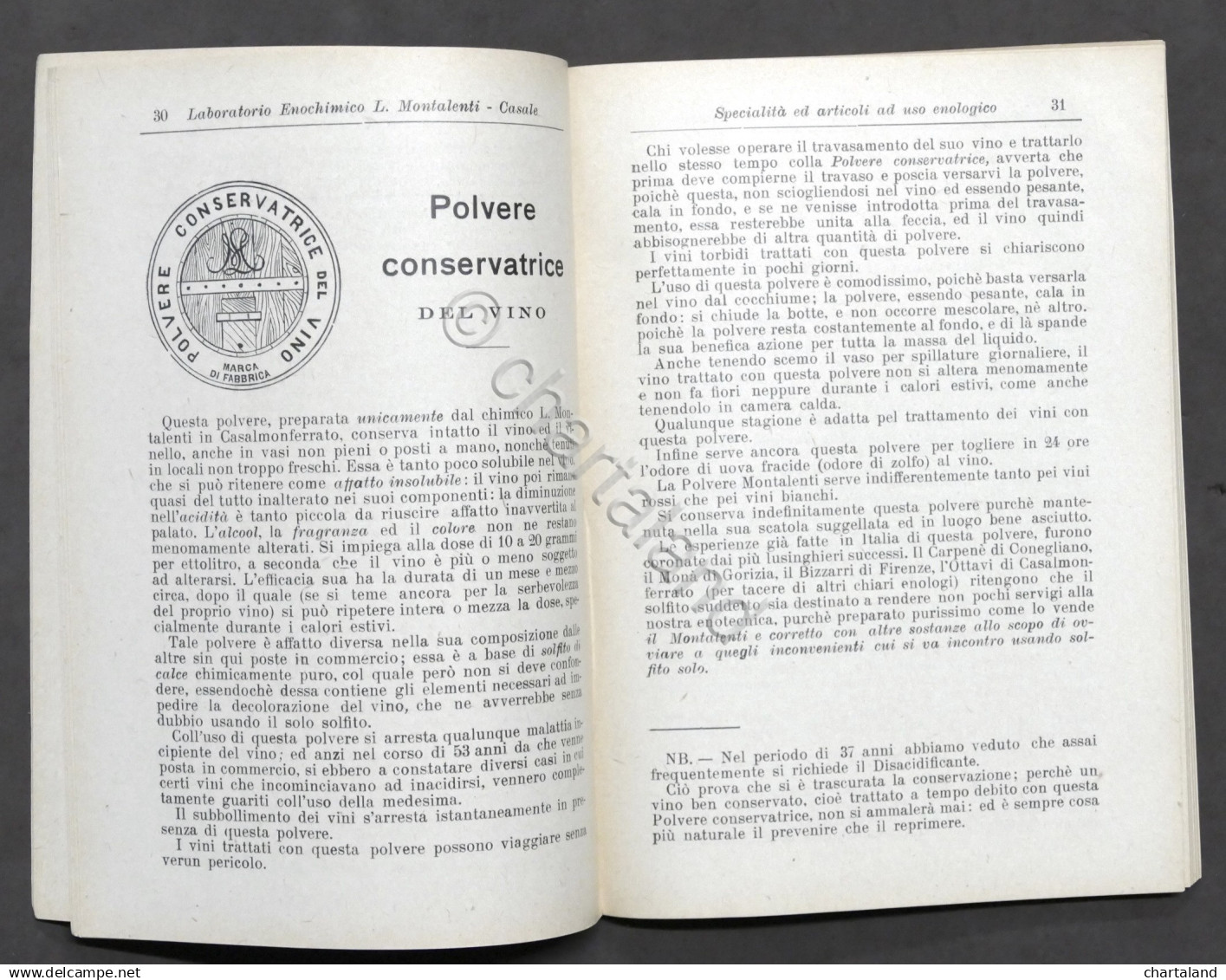 Enologia - Laboratorio Enochimico L. Montalenti - Casale - 1^ Ed. 1929 - Otros & Sin Clasificación