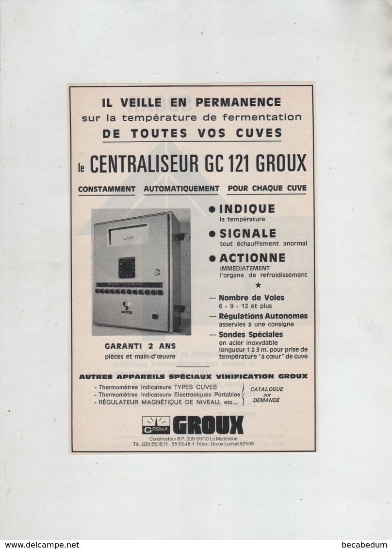 Publicités Recto Verso 1976 Socar Cartonnerie Tours Sur Marne Groux La Madeleine Centraliseur - Werbung