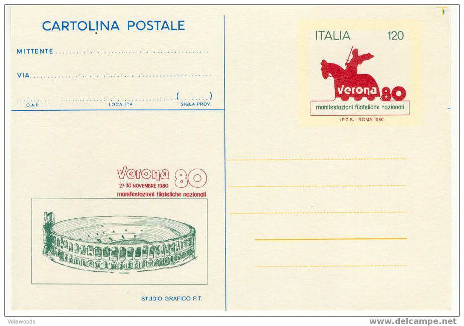 Italia - Cartolina Postale Nuova: Verona 80  "Manifestazione Filatelica Nazionale" - 1980 - Ganzsachen