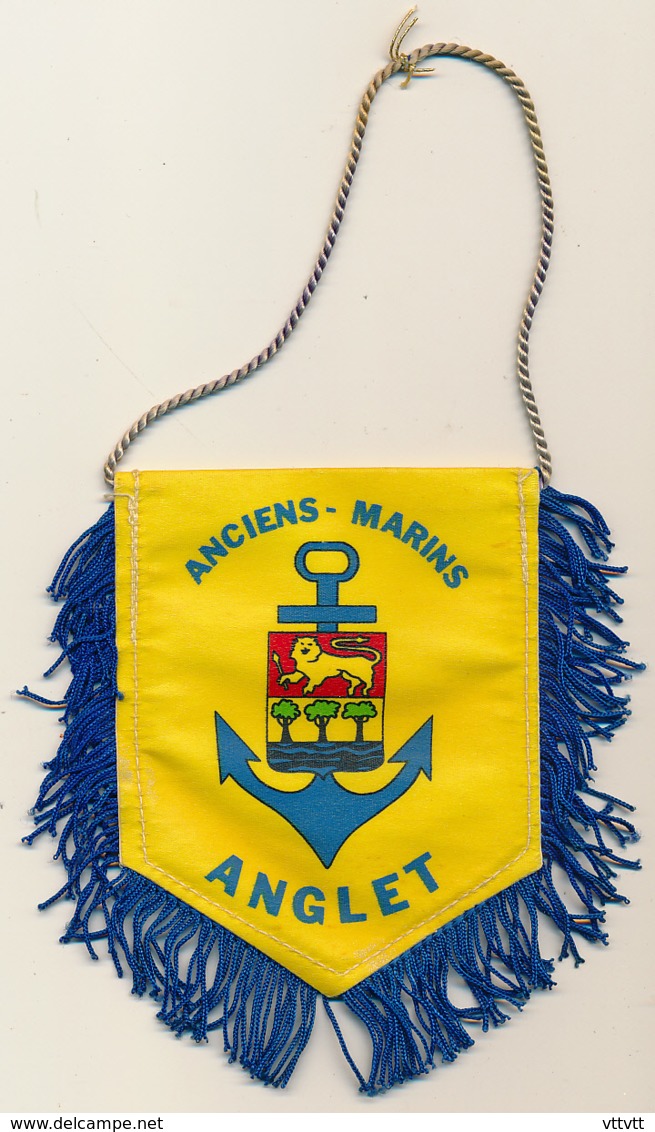 Fanion Plastifié : ANCIENS-MARINS ANGLET (Pyrénées-Atlantiques) "Unis Comme à Bord", Encre De Marine, Bouée De Sauvetage - Ecussons Tissu