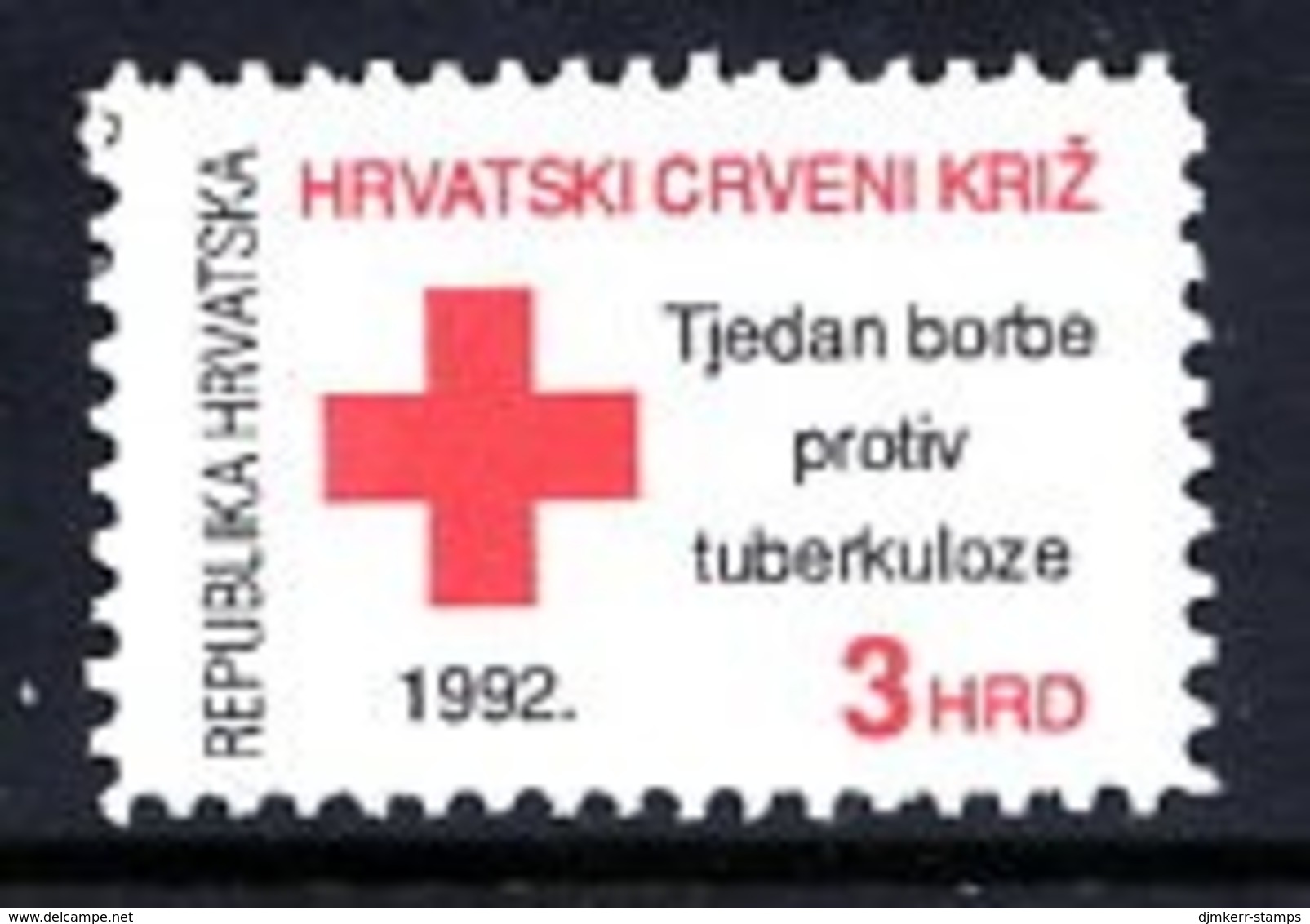 CROATIA 1992 Obligatory Tax:Anti-Tuberculosis Unissued 3 D.MNH / **.  Michel ZZM I - Croacia