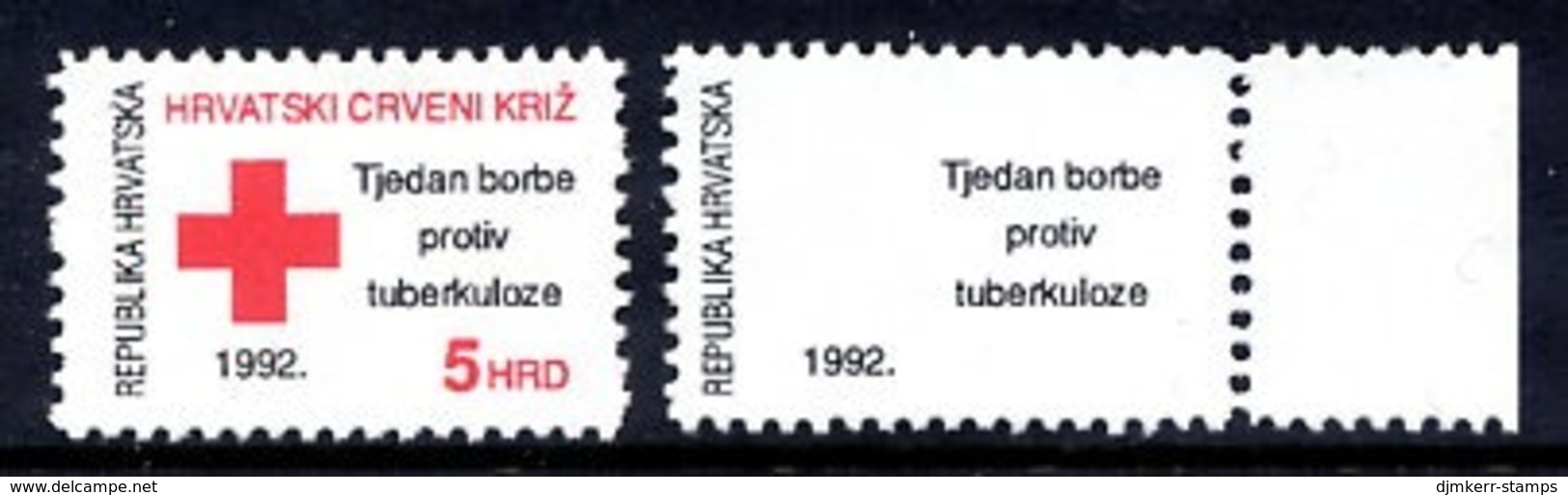 CROATIA 1992 Obligatory Tax:Anti-Tuberculosis  5 D Red Printing Omitted. MNH / **.  Michel As ZZM 24 - Croazia