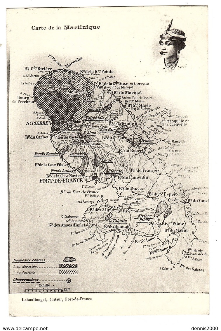 MARTINIQUE - Carte De La Martinique - Ed. Leboullanger, Fort-de-France - Fort De France