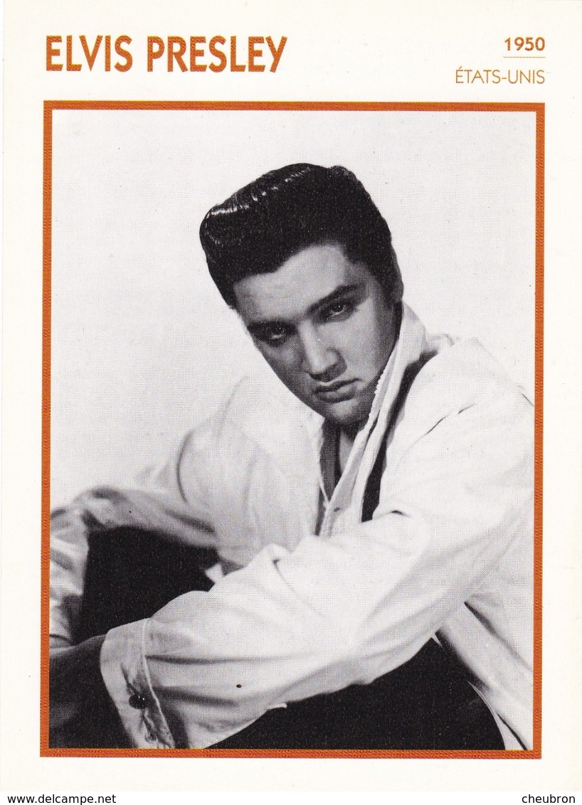 ARTISTE. CHANSON .CINEMA. " ELVIS PRESLEY". PHOTO ET FICHE BIOGRAPHIQUE. FORMAT  18 X 13 Cm - Photographs