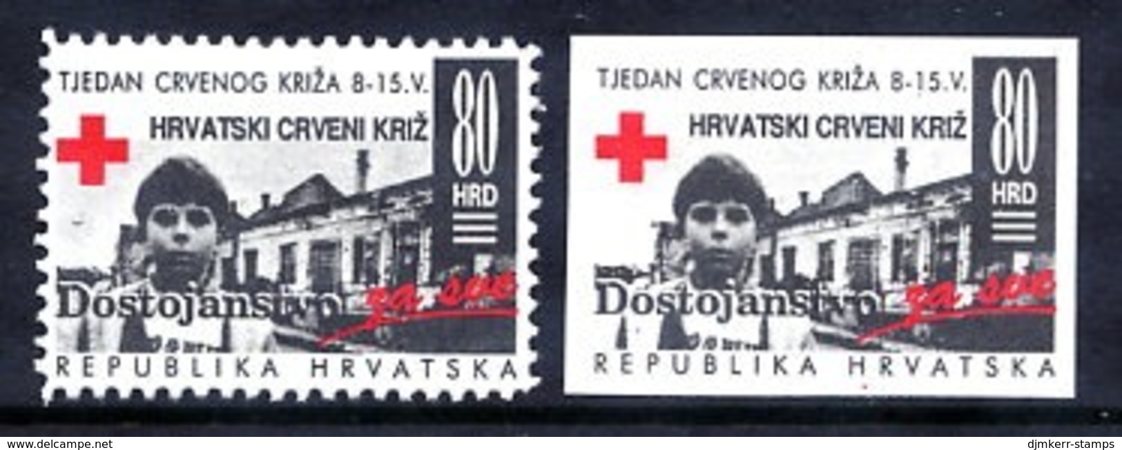 CROATIA 1993 Obligatory Tax :Red Cross Week Perforated And  Imperforate. MNH / **.  Michel  ZZM 26 - Croatie