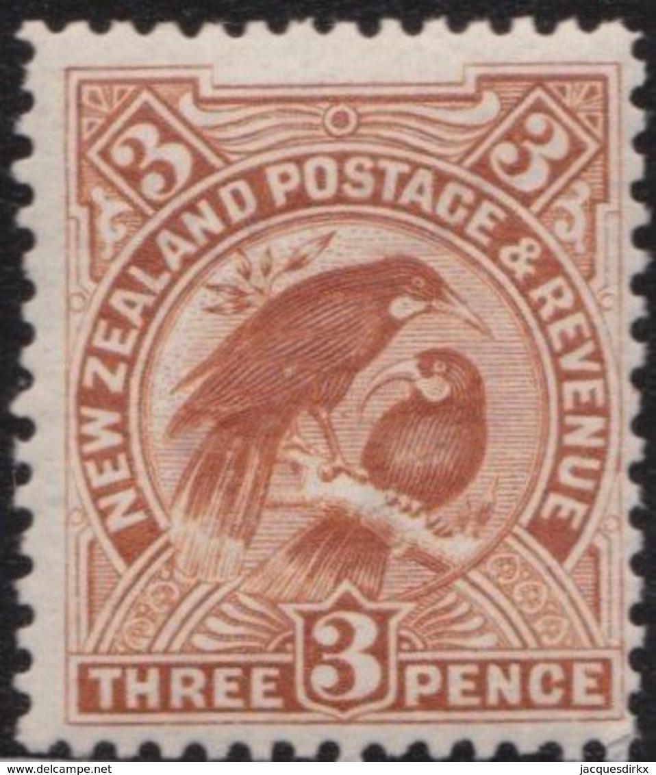 NZ    .     SG   .   383  .    1907-08  .     Single Lined  N.Z. And Star Close Together  .    *    .   Mint-hinged - Ongebruikt