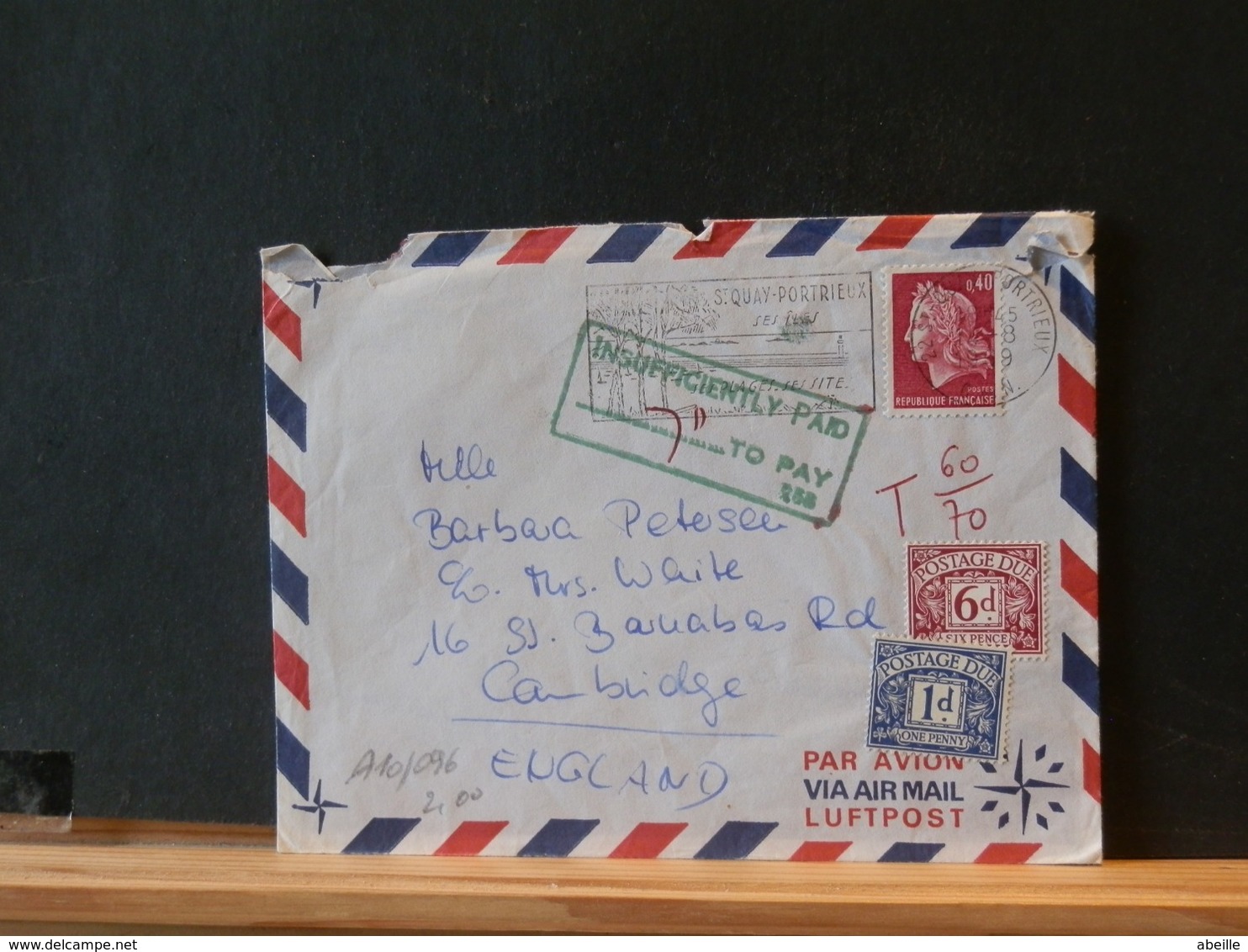 A10/096 LETTRE FRANCE TAXEE  1969 - Postage Due