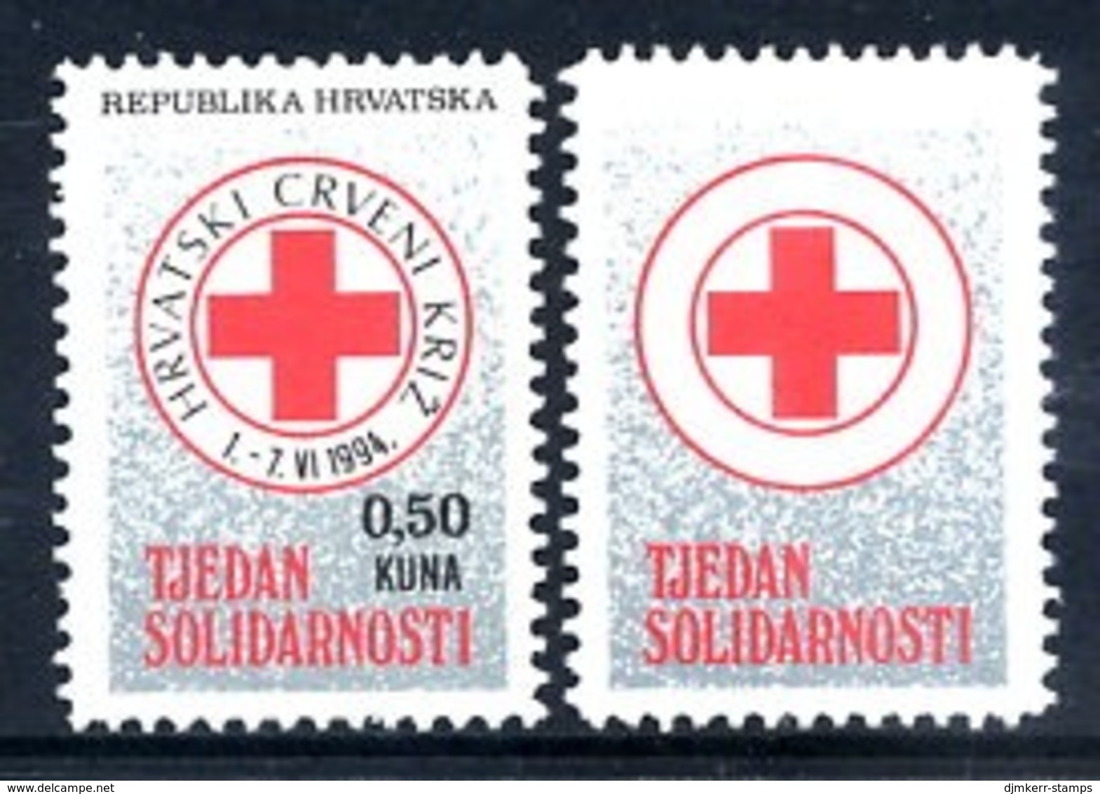 CROATIA 1994 Obligatory Tax: Red Cross Solidarity Week Black Printing Omitted MNH / **.  Michel  ZZM 34 - Croatie