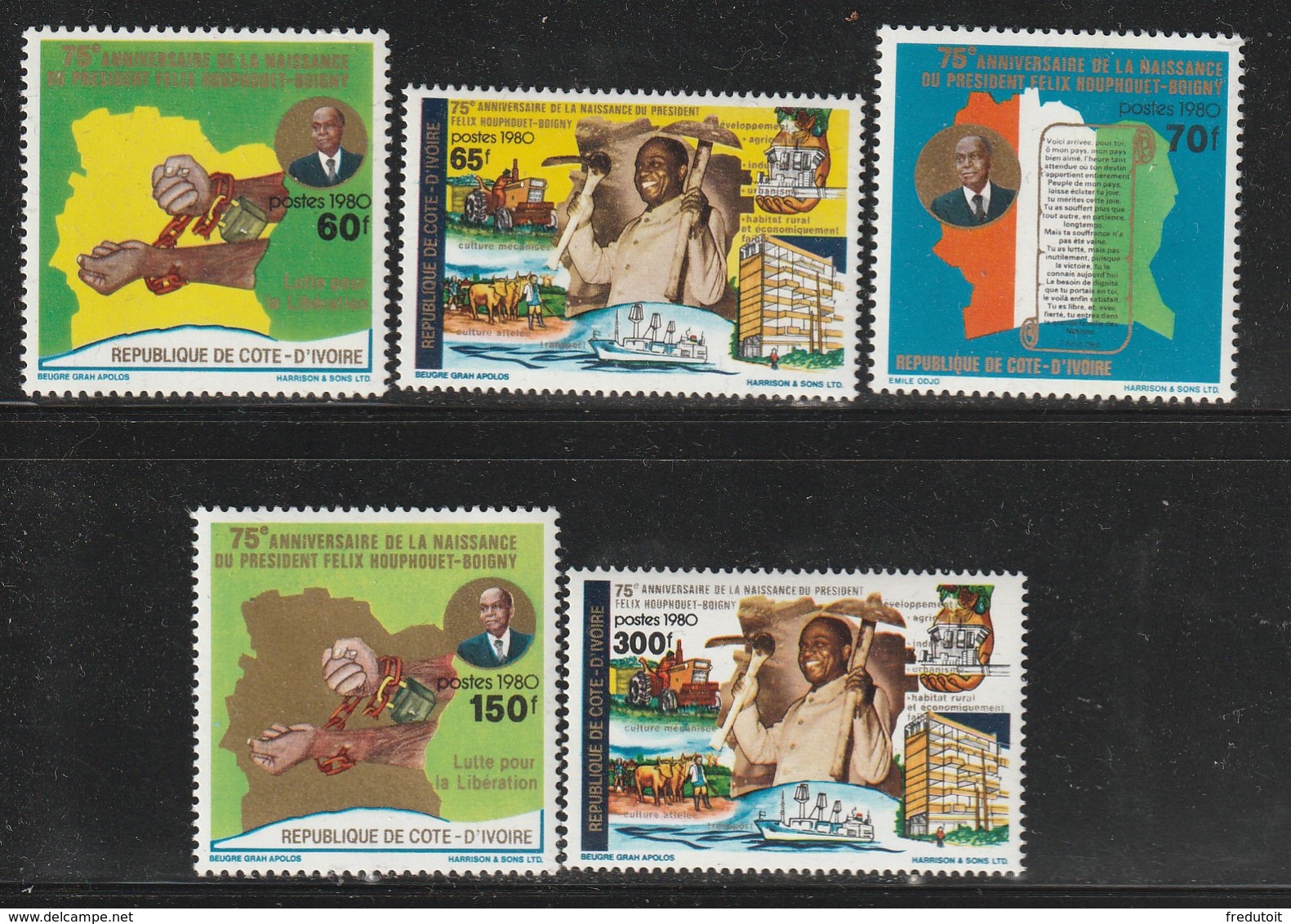 COTE D'IVOIRE - N°560/4 ** (1980) Président Houphouët-Boigny - Côte D'Ivoire (1960-...)