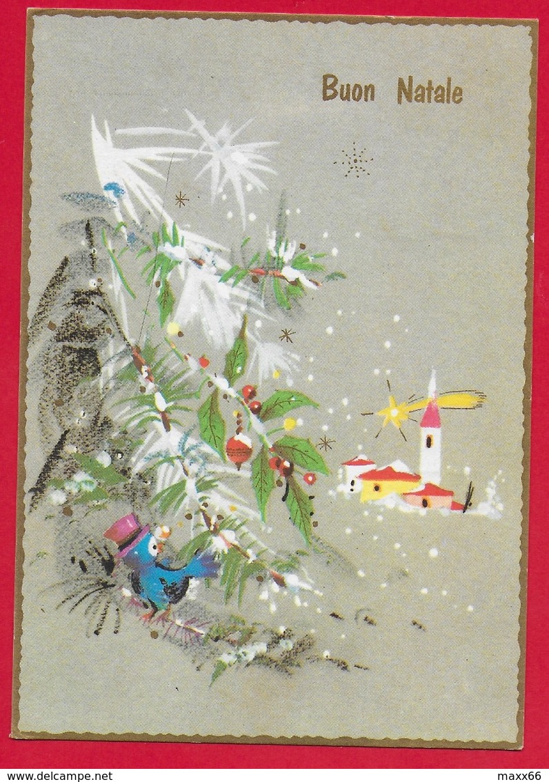 CARTOLINA VG ITALIA - BUON NATALE - Villaggio Innevato - NAIF - 10 X 15 - 1968 TARGHETTA MANIFESTATE INTENZIONI - Altri & Non Classificati