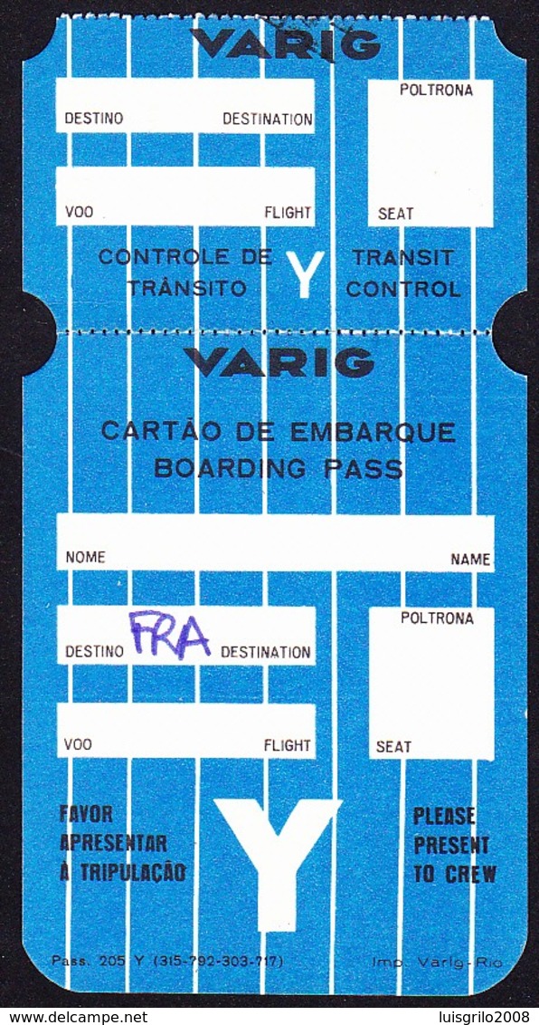 Boarding Pass, Brazil - VARIG / Cartão De Embarque, Controle De Transito - Mundo