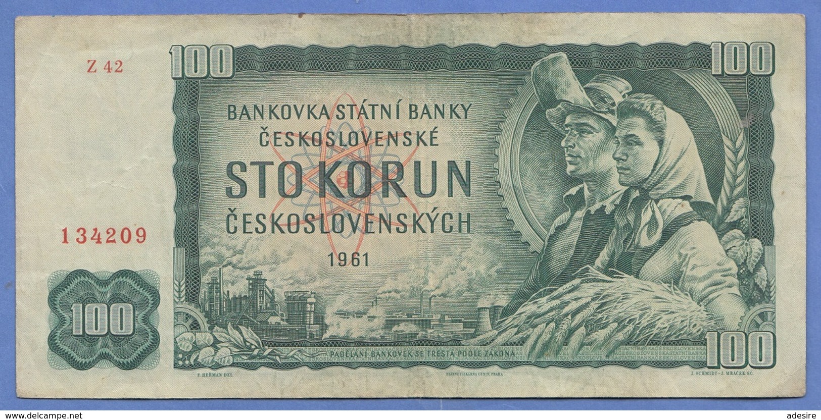 100 KORUN 1961 TSCHECHOSLOWAKEI Banknote Umlaufschein - Tschechoslowakei
