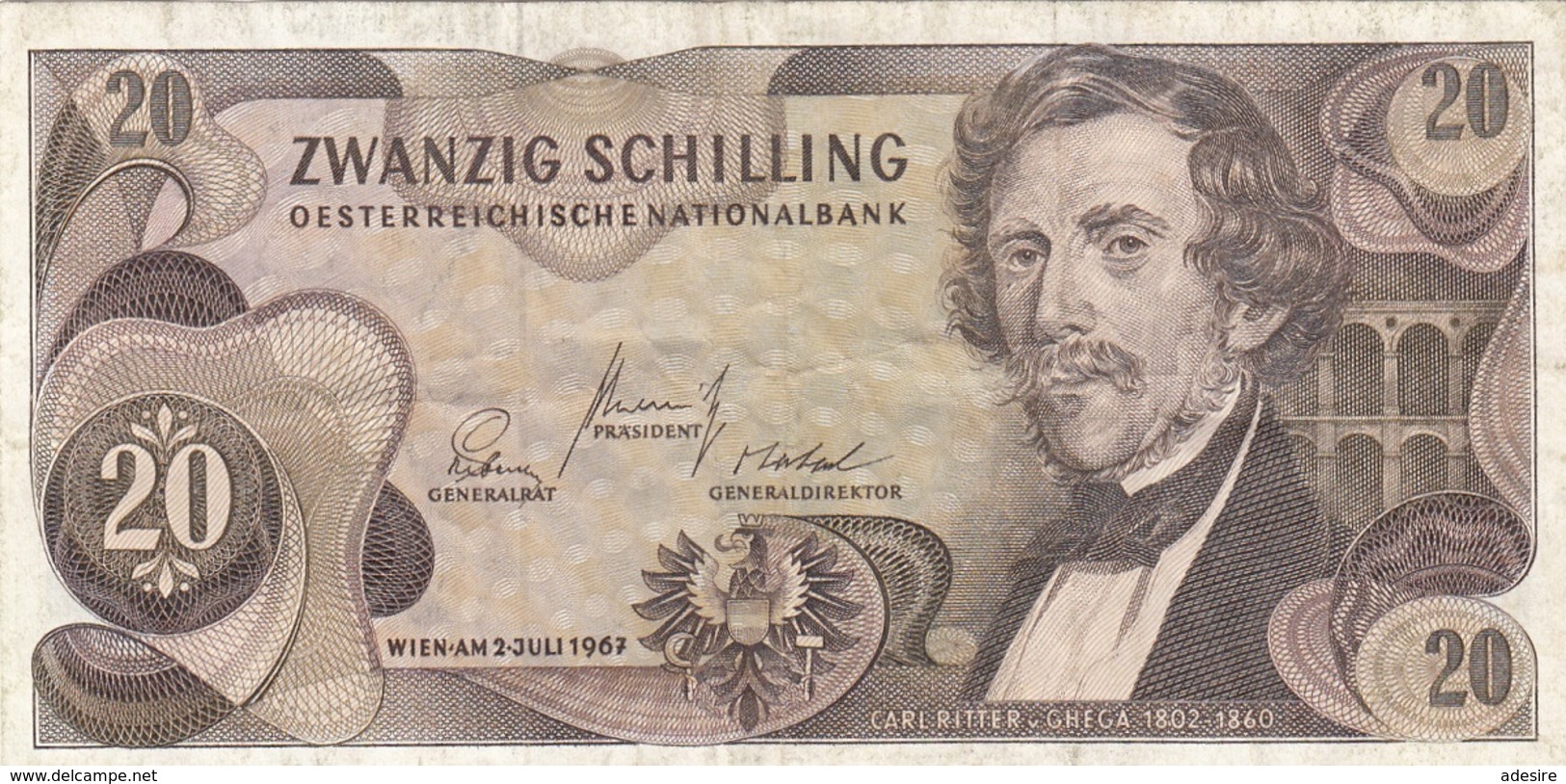 20 SCHILLING 1967 ÖSTERREICH Banknote Umlaufschein - Oesterreich