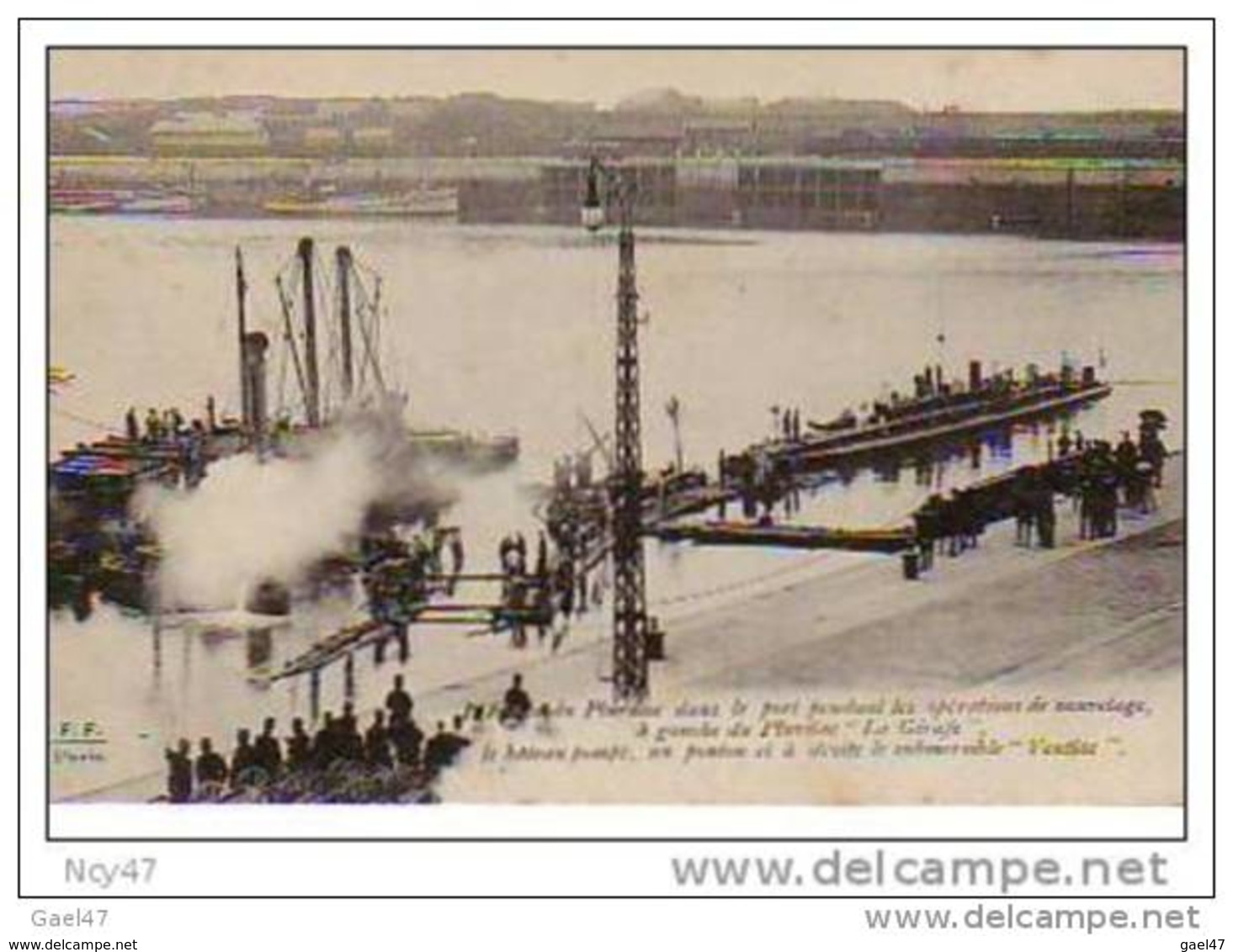 Cpa  (   Dep 62  )   à CALAIS   "   Le  PLUVIOSE  Dans Le Port Pendant Les Opérations De Sauvetage - Calais