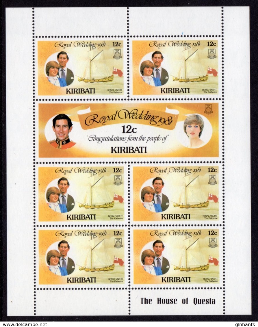 KIRIBATI - 1981 ROYAL WEDDING SET OF 3 SHEETLETS FINE MNH ** SG 149b, 151a, 153a (3 SCANS) - Kiribati (1979-...)