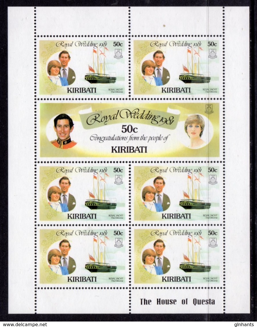 KIRIBATI - 1981 ROYAL WEDDING SET OF 3 SHEETLETS FINE MNH ** SG 149b, 151a, 153a (3 SCANS) - Kiribati (1979-...)