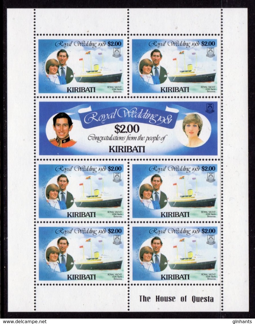 KIRIBATI - 1981 ROYAL WEDDING SET OF 3 SHEETLETS FINE MNH ** SG 149b, 151a, 153a (3 SCANS) - Kiribati (1979-...)