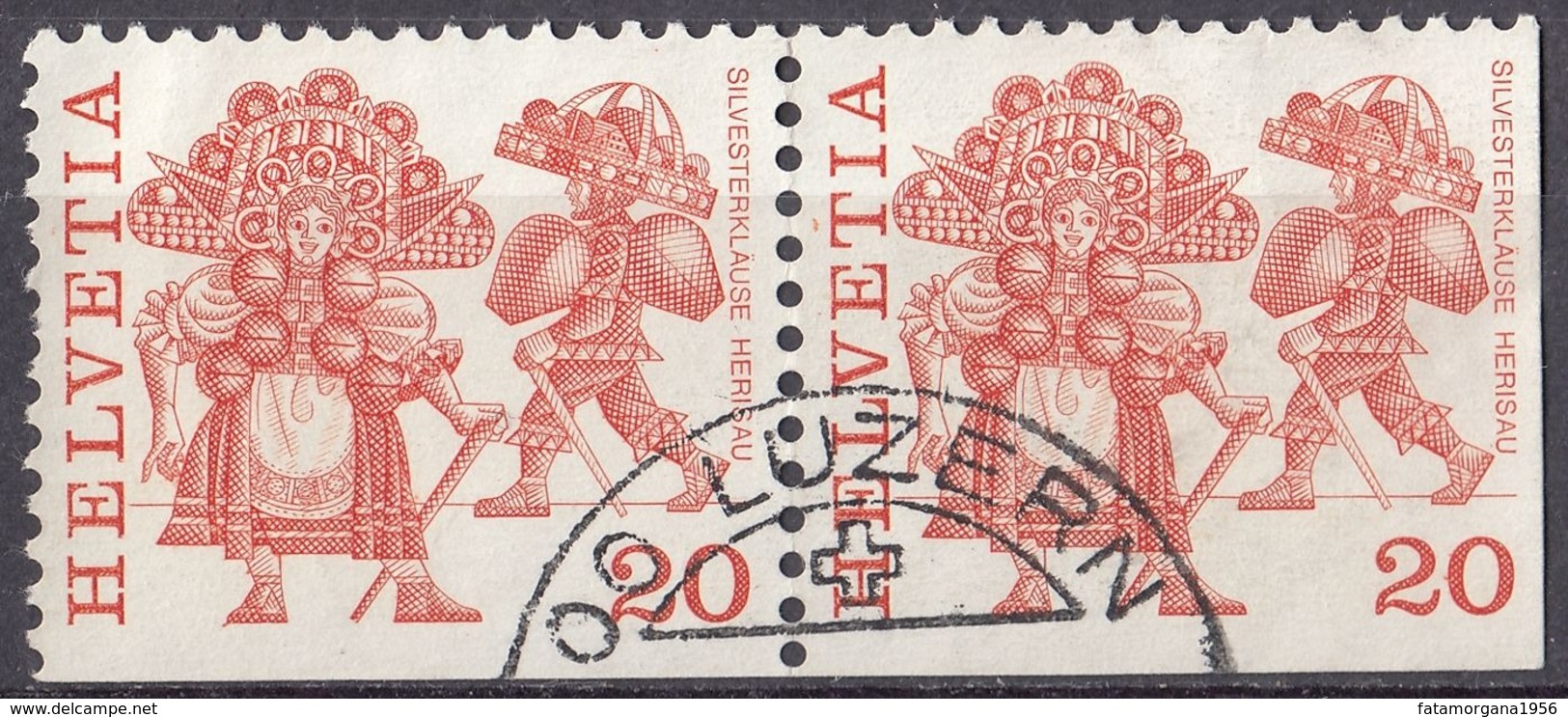 HELVETIA - SUISSE - SVIZZERA - 1977 - Yvert 1035b E 1035d Usati Uniti Fra Loro. - Usati