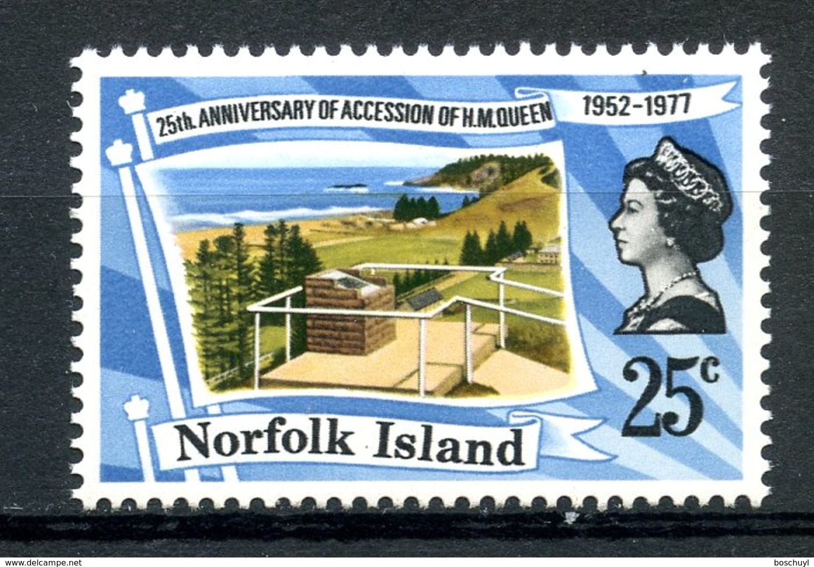 Norfolk Island, 1977, Silver Jubilee Queen Elizabeth, Royal, MNH, Michel 201 - Ile Norfolk