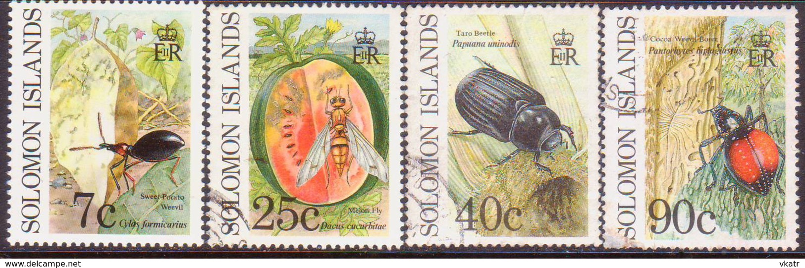 SOLOMON ISLANDS 1991 SG #687-90 Part Set (7c Is Mint, $1.50 Missing, 90c Has Bad Corner) Used Crop Pests - Solomon Islands (1978-...)