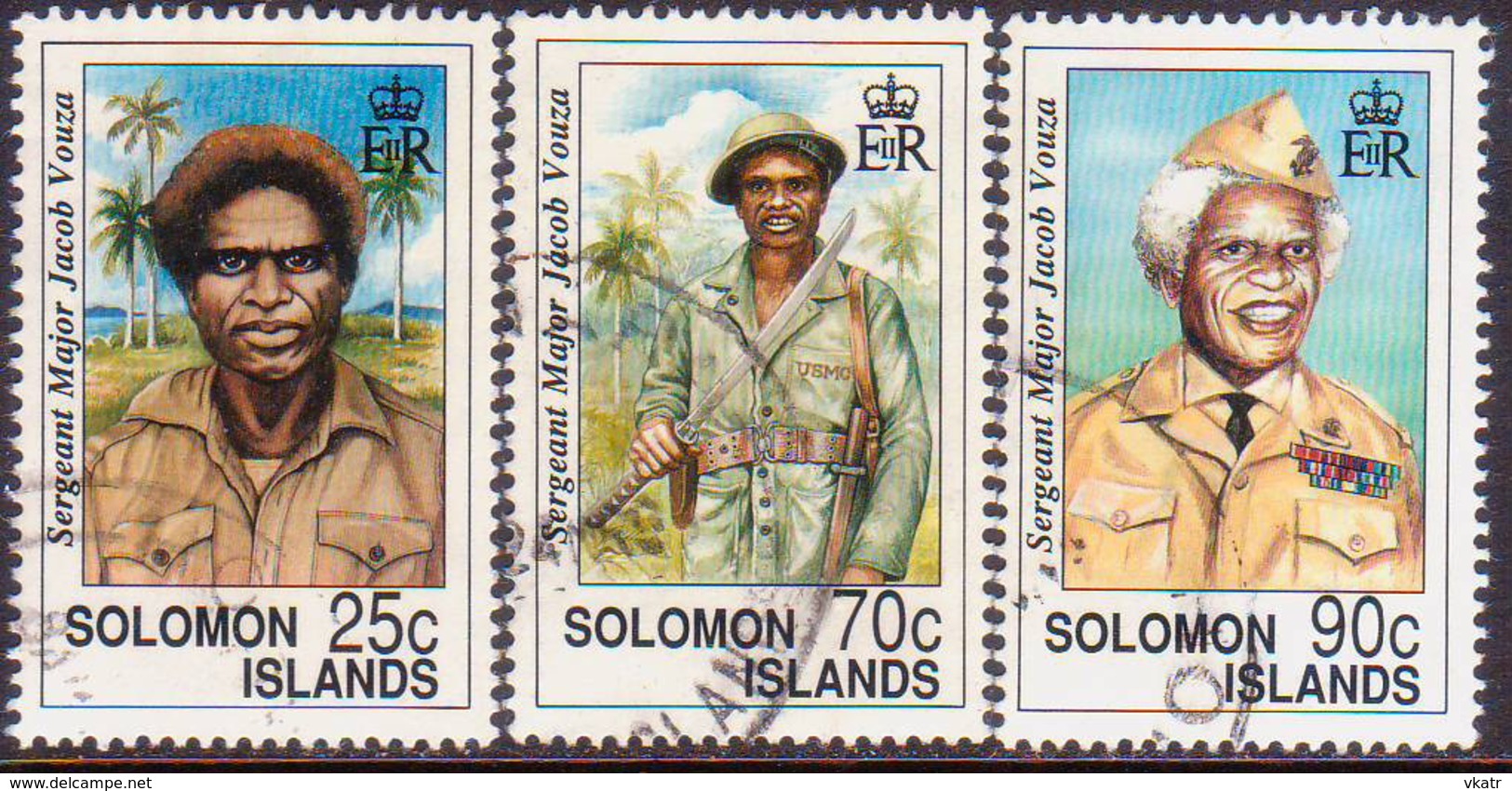 SOLOMON ISLANDS 1992 SG #723-25 Part Set Used ($2 Missing) Sgt-major Jacob Vouza - Salomoninseln (Salomonen 1978-...)