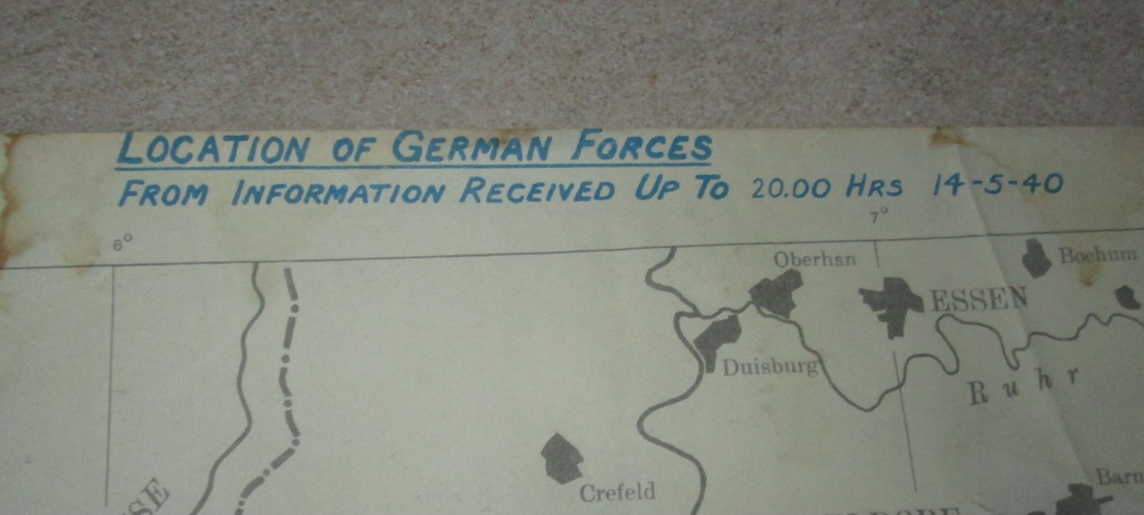 Rare Carte GB BEF WW2 "Skeleton Map Of Belgium-Location Of German Forces" - 1939-45