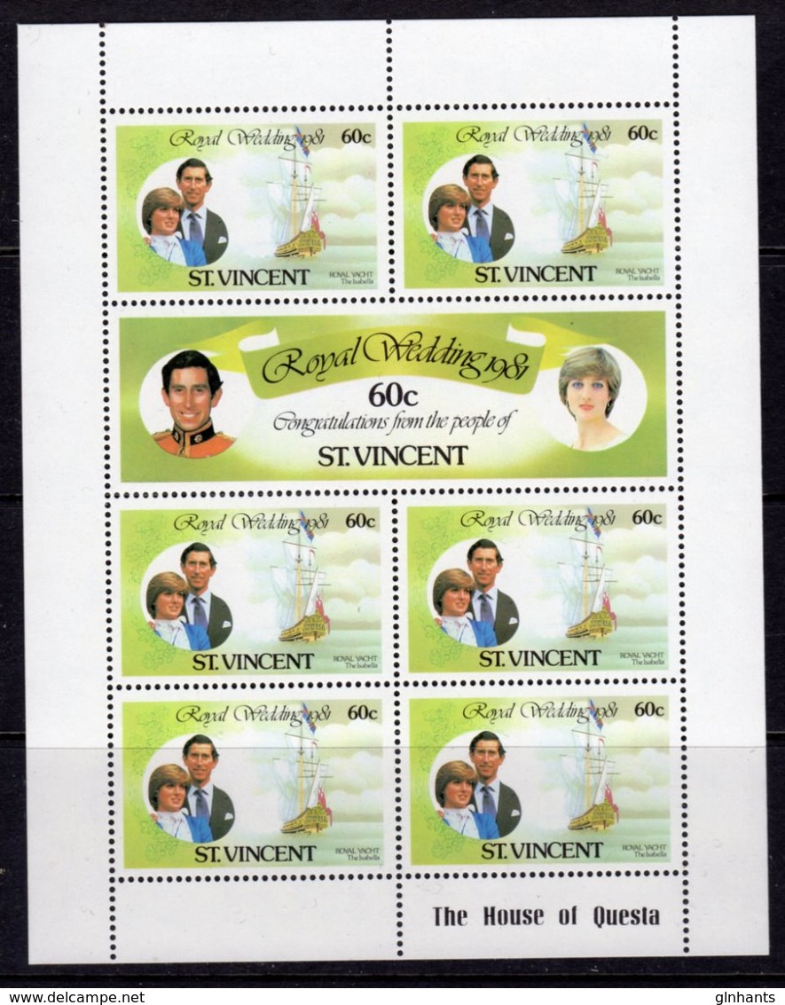 ST VINCENT - 1981 ROYAL WEDDING SET OF 3 SHEETLETS FINE MNH ** SG 668b, 670b, 672b (3 SCANS) - Seychelles (1976-...)