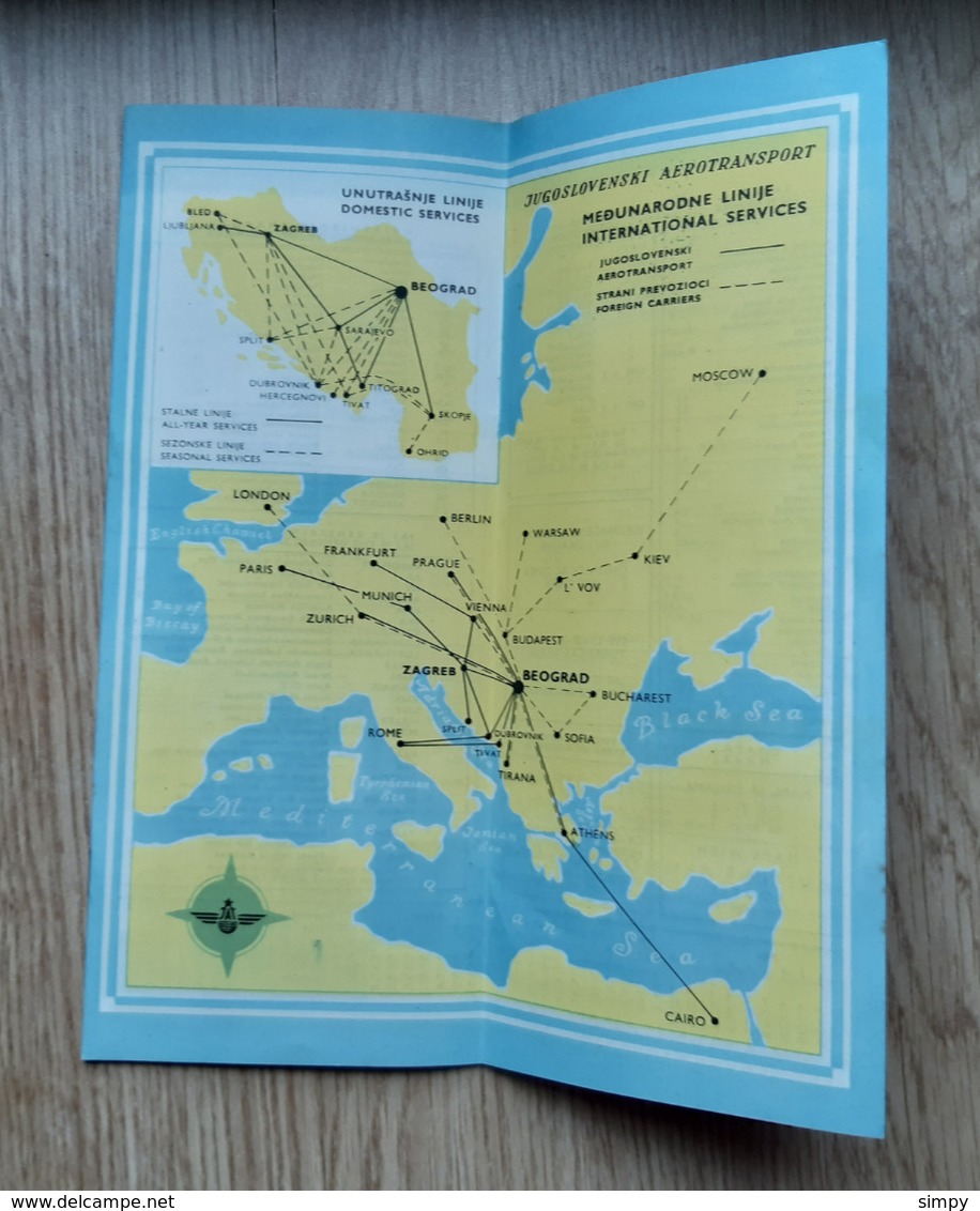 JAT Yugoslav Airlines Vintage Timetable 1959 19 Page Yugoslavia - Timetables