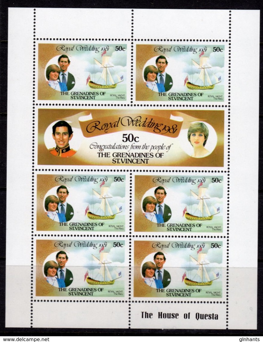 ST VINCENT GRENADINES - 1981 ROYAL WEDDING SET OF 3 SHEETLETS FINE MNH ** SG 195b, 197b, 199b (3 SCANS) - Seychelles (1976-...)