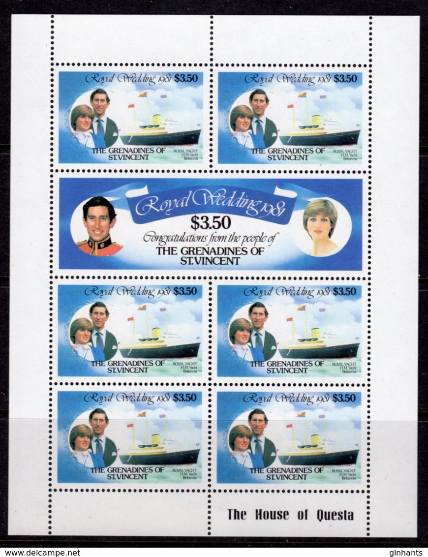 ST VINCENT GRENADINES - 1981 ROYAL WEDDING SET OF 3 SHEETLETS FINE MNH ** SG 195b, 197b, 199b (3 SCANS) - Seychelles (1976-...)