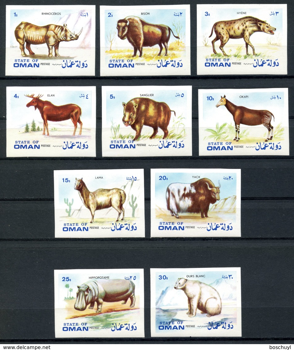 Oman, Animals, Ice Bear, Hippo, Warthog, Buffalo, Lama, Fauna, MNH Imperforated Cinderellas - Oman