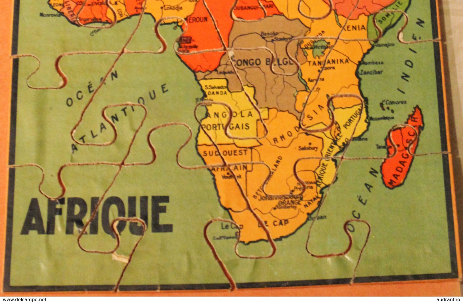 Rare Très Ancien Puzzle En Bois AFRIQUE 20 Pièces GB Et Cie NK Atlas Paris Années 50? - Puzzles